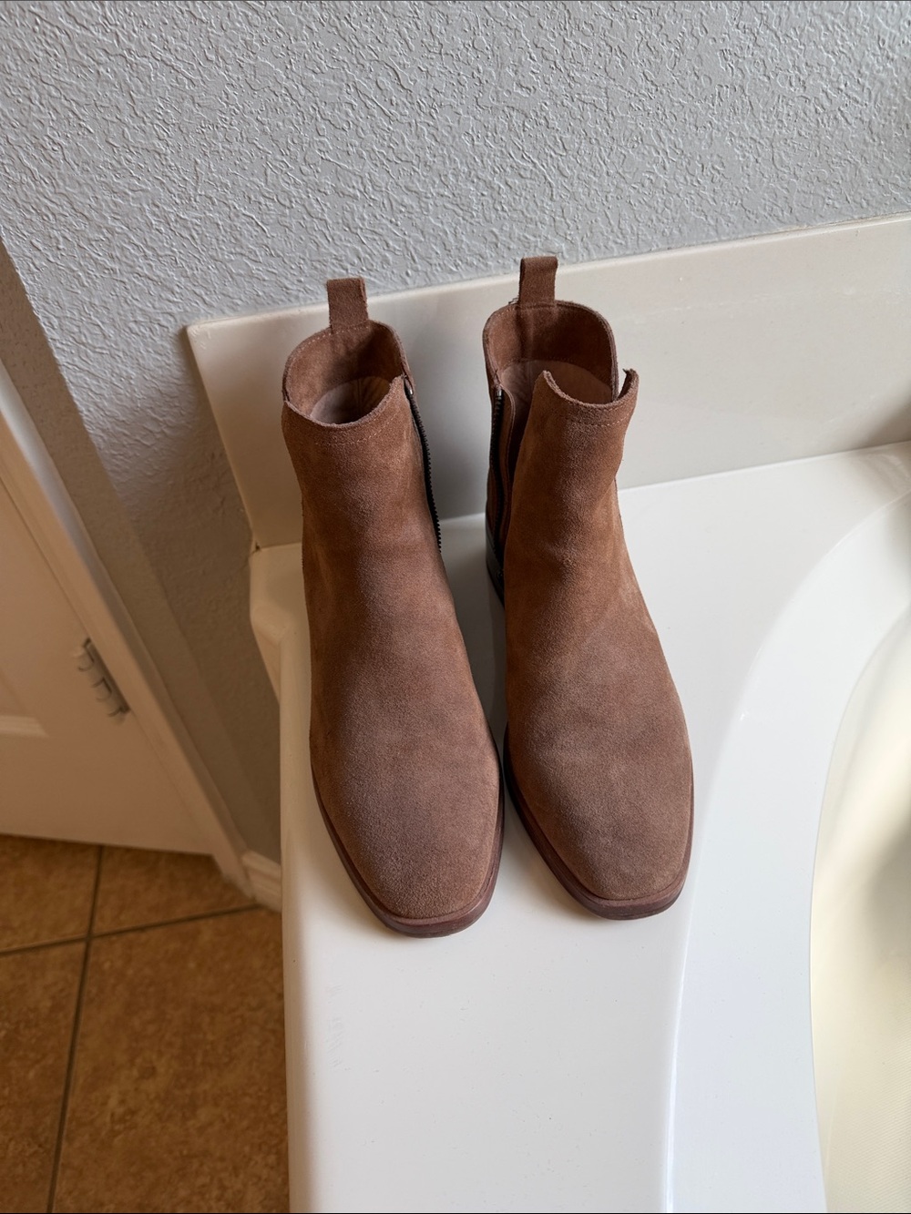 Chelsea & Violet Suede Booties in Brown